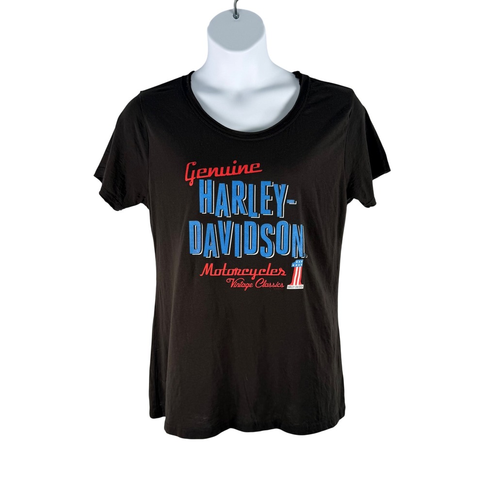 Harley Davidson Berts Barracuda St Pete Florida Graphic T-Shirt XL Black Womens